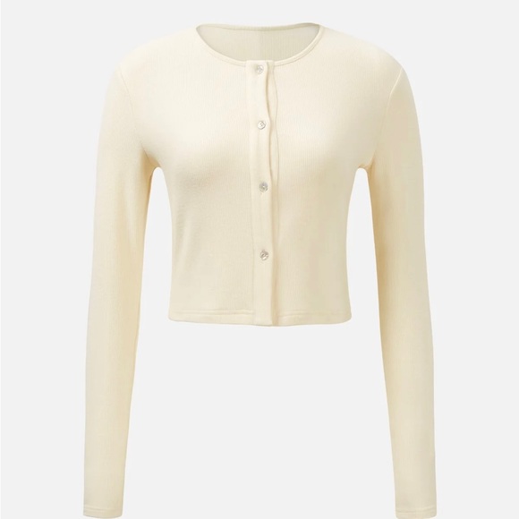 NWT- OGL Crop Brushed Thermal Button-Up Cardigan - Picture 1 of 6